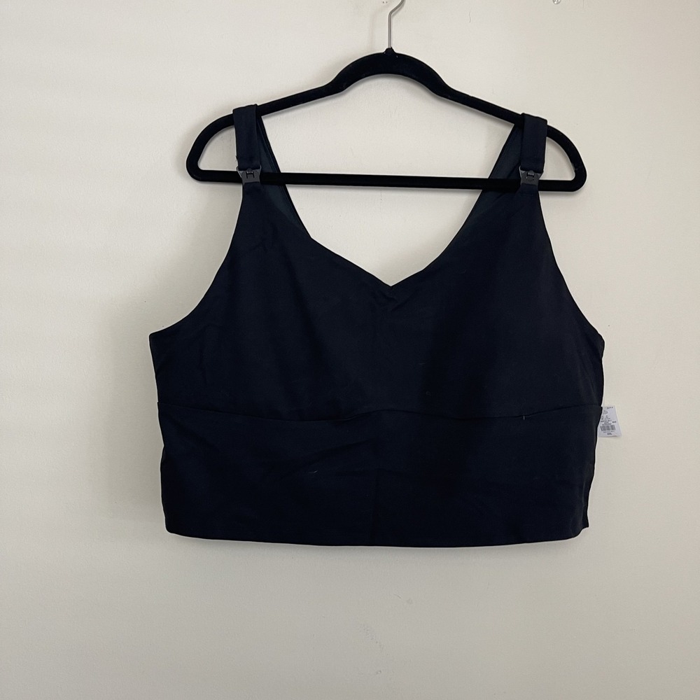 NWT Old Navy Image Maternity‎ Light Support StudioSmooth Longline Black Sz XXL
